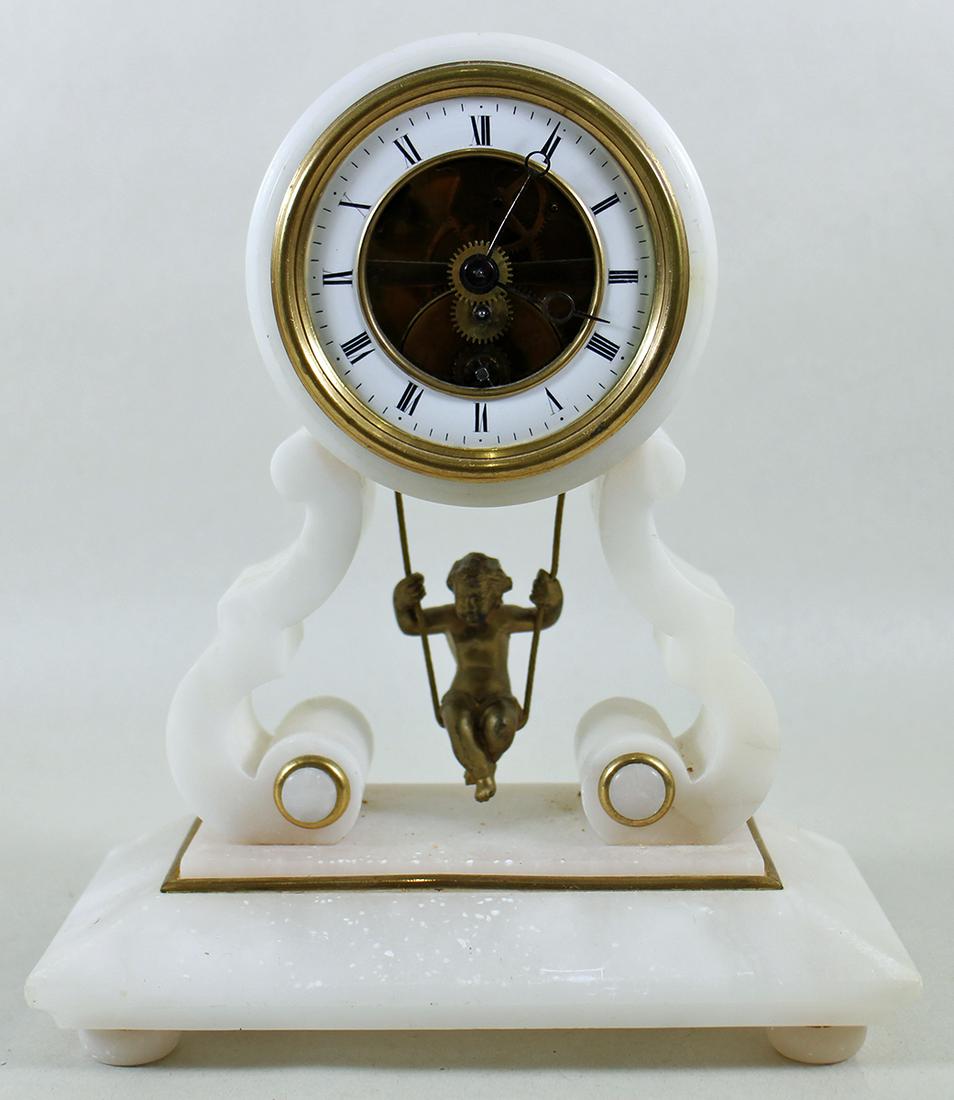 ANTIQUE SWINGING CHERUB CLOCK (1 of 3)