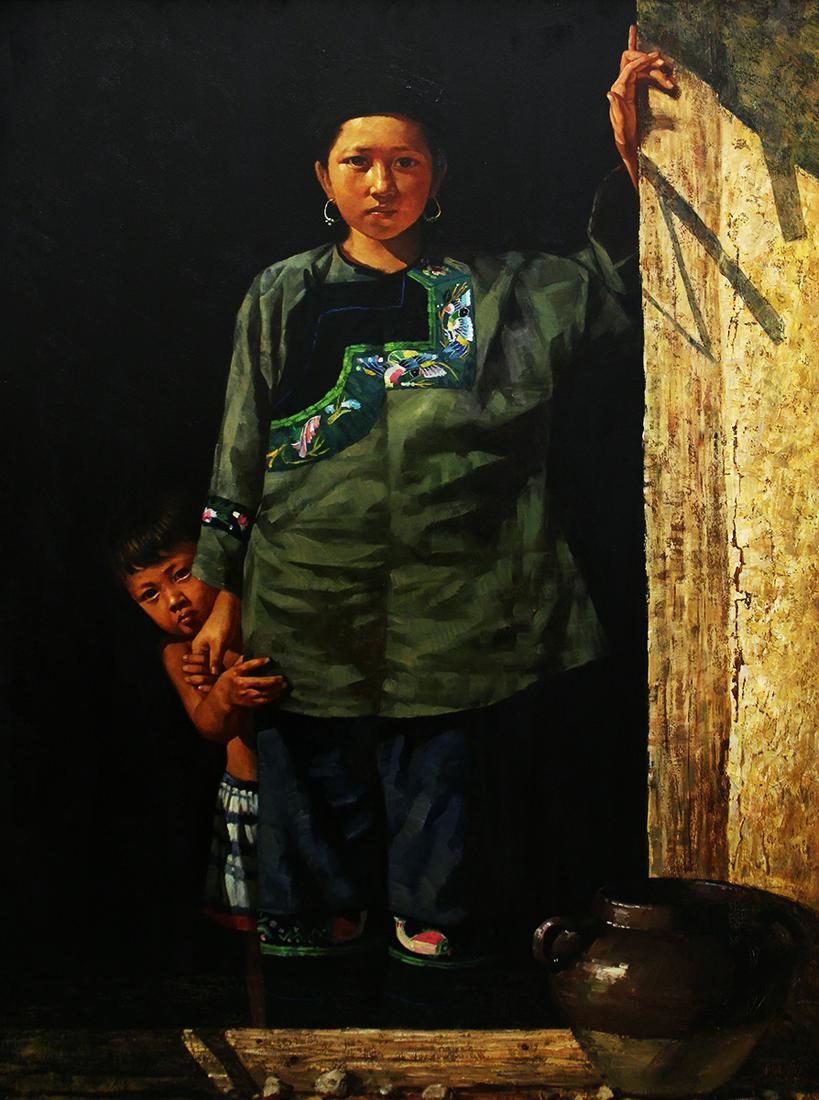 JIE WEI ZHOU "TIMID CHILD" PAINTING (1 of 5)