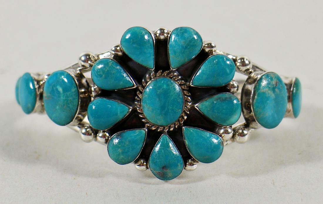 STERLING SILVER TURQUOISE SOUTHWESTERN BRACELET (1 of 2)