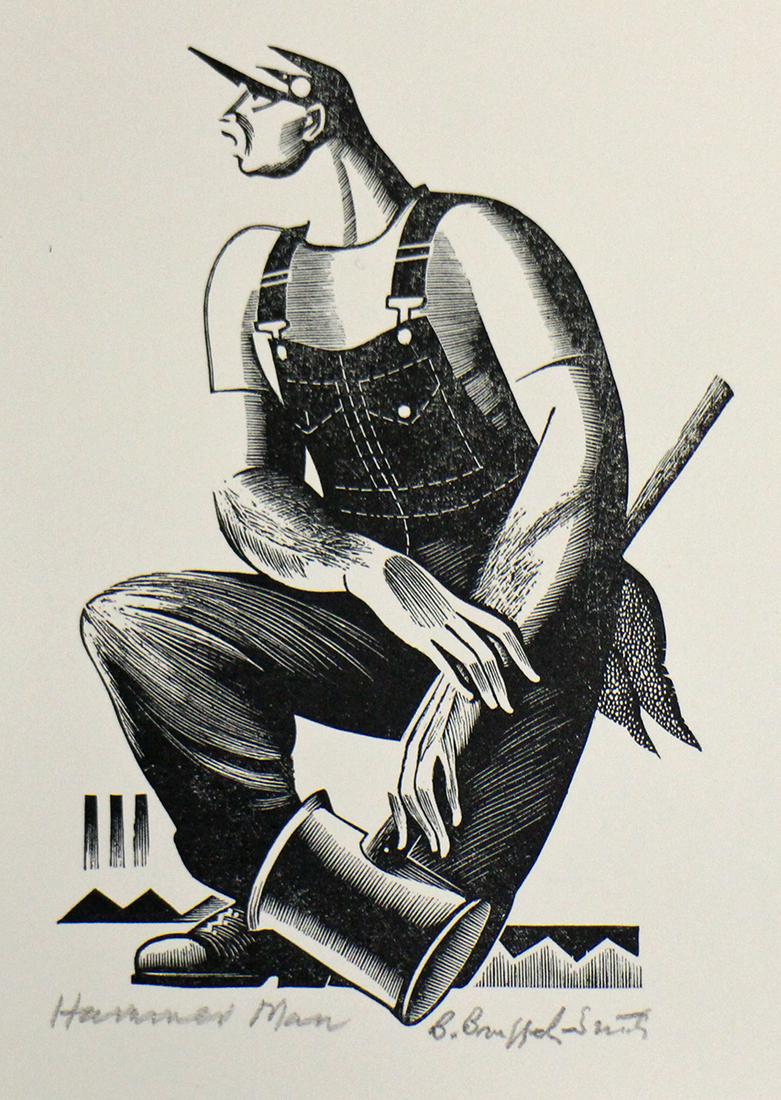 BERNARD BRUSSEL-SMITH HAMMER MAN ENGRAVING (1 of 2)