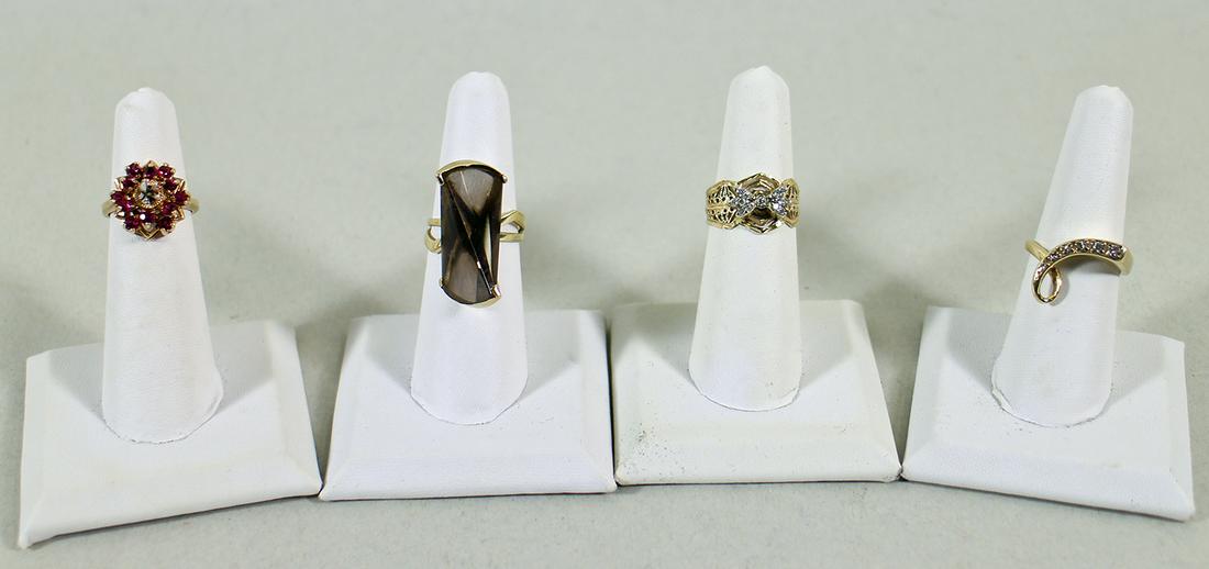 (4) 14K GOLD DIAMOND & GEMSTONE RINGS (1 of 5)