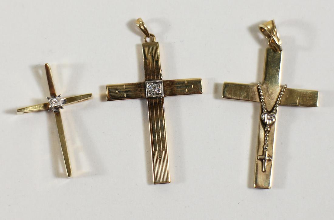 14K YELLOW GOLD DIAMOND CROSS PENDANTS (1 of 2)