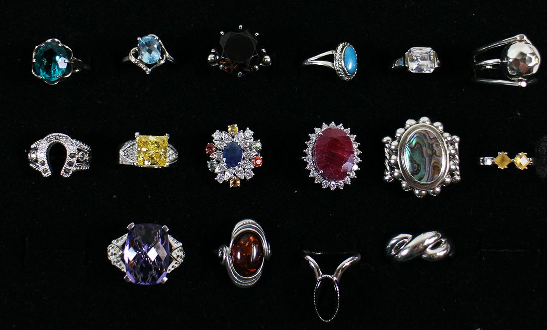 (16) STERLING SILVER GEMSTONE RINGS (1 of 4)