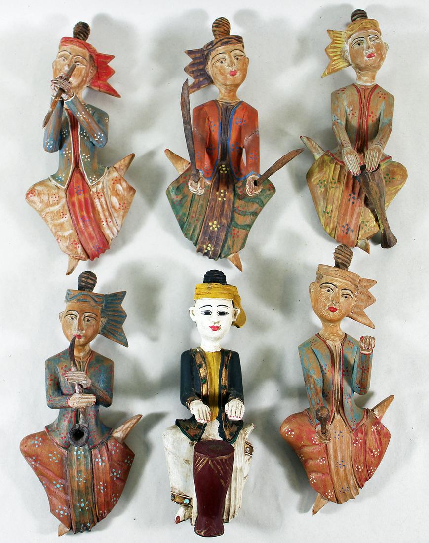 (6) HAND PAINTED CARVED THAI FIGURINES (1 of 7)