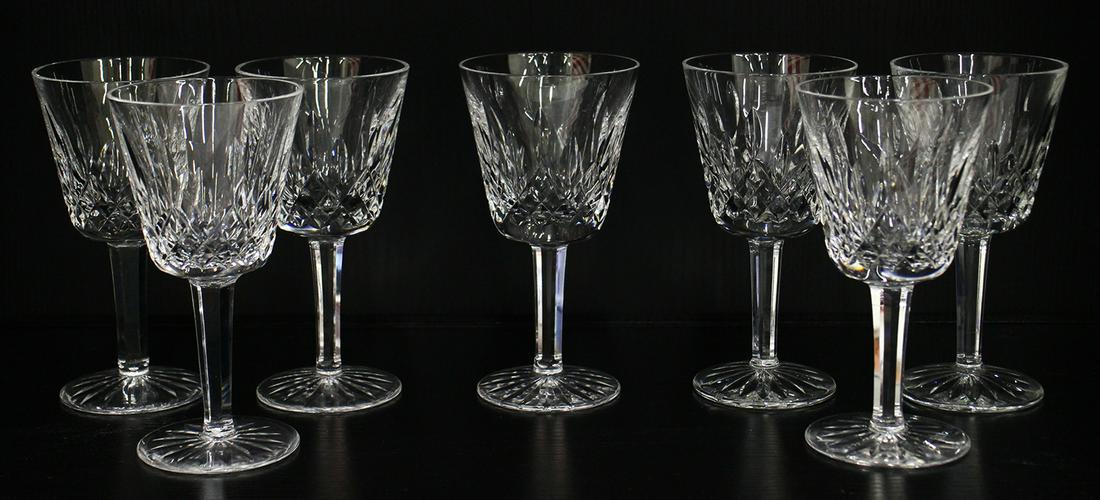 (7) WATERFORD CRYSTAL LISMORE WINE GLASSES: (7) Waterford Crystal Lismore pattern wine glasses. 5.75" tall.