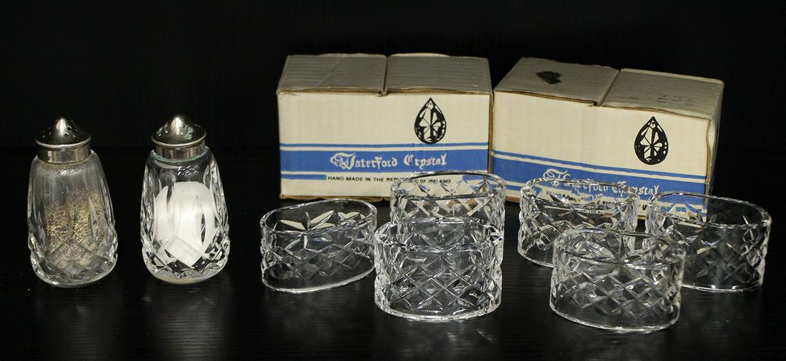WATERFORD CRYSTAL NAPKIN RINGS & SALT & PEPPER (1 of 1)