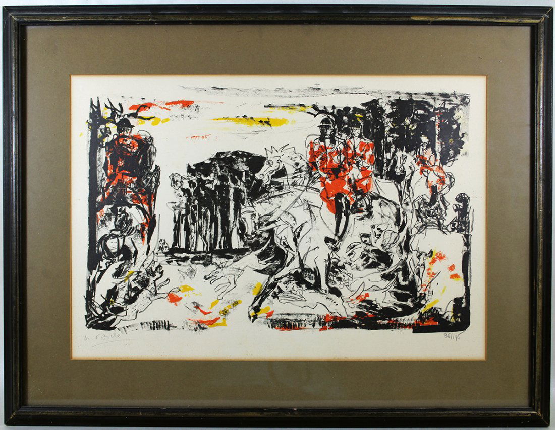 FOX HUNTING LITHOGRAPH (1 of 3)