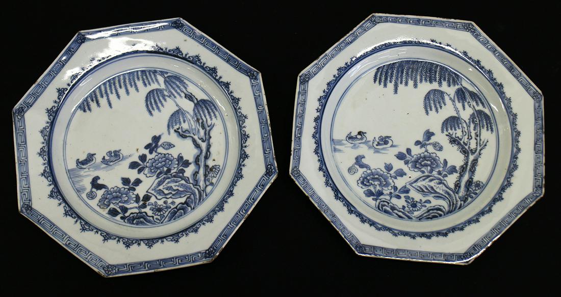(2) CHINESE HEXAGON CANTON PLATES (1 of 2)