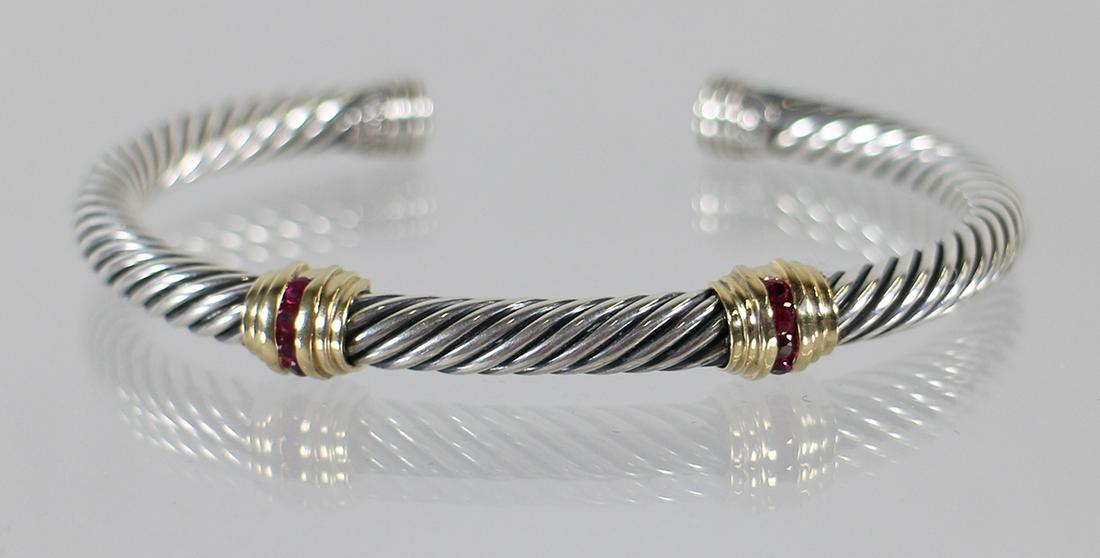 DAVID YURMAN STERLING 14K DOUBLE STATION BRACELET (1 of 3)