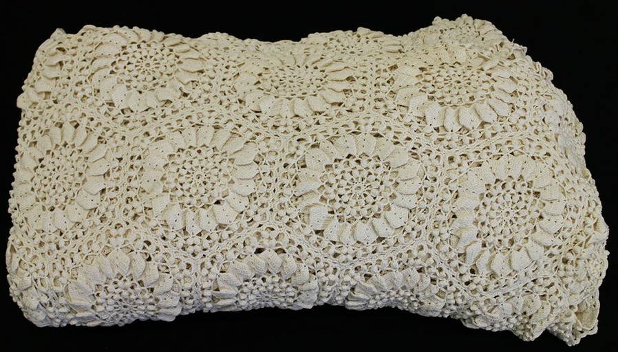 Vintage Crocheted King Size Bedspread