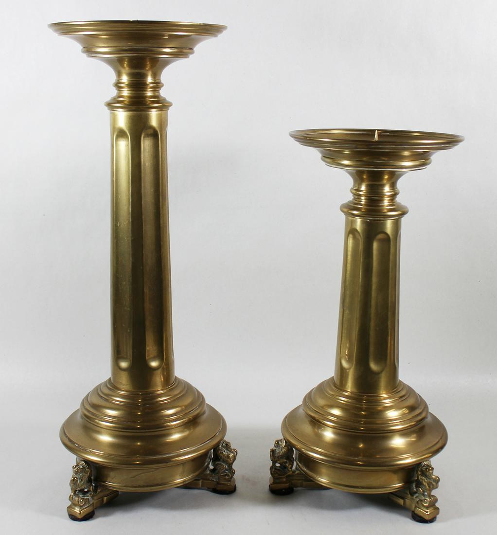 (2) BRASS COLUMN CANDLESTICKS (1 of 2)