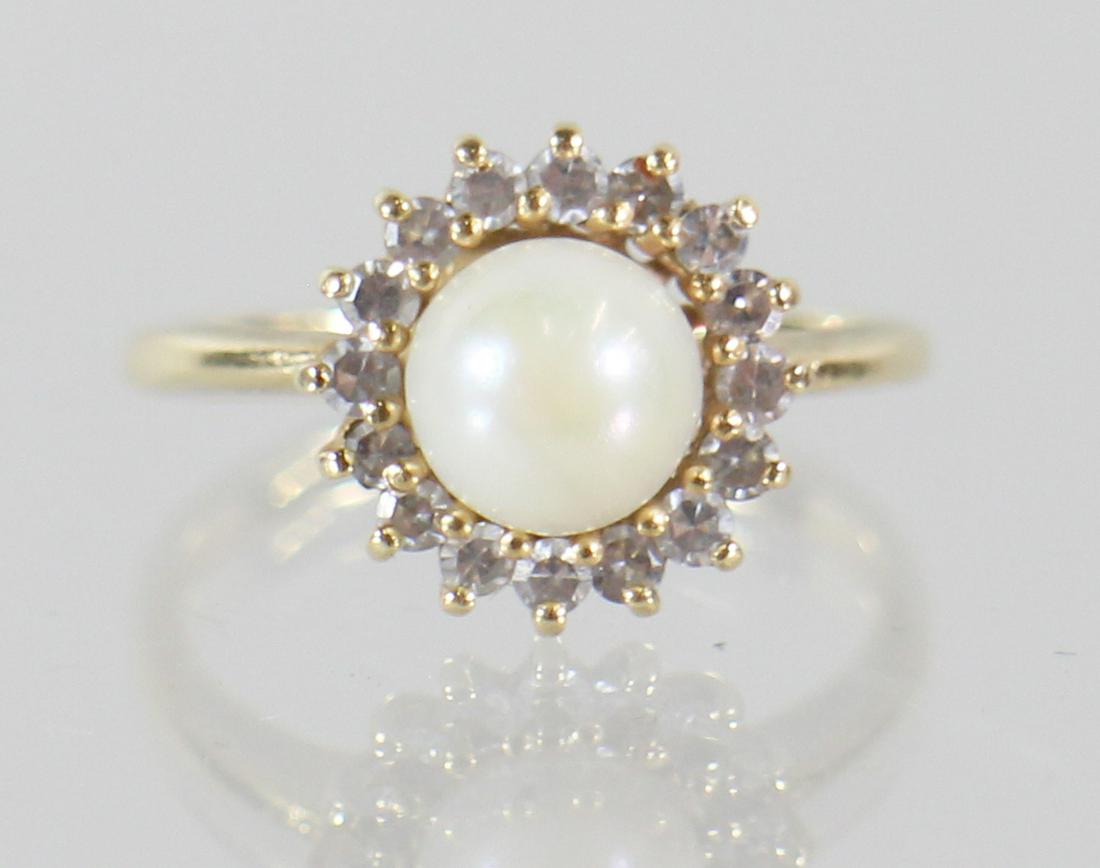 14K PEARL & DIAMOND RING (1 of 2)