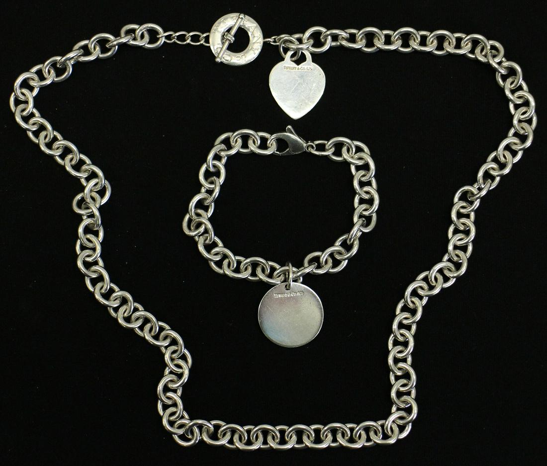 TIFFANY & CO STERLING HEART NECKLACE & BRACELET (1 of 1)