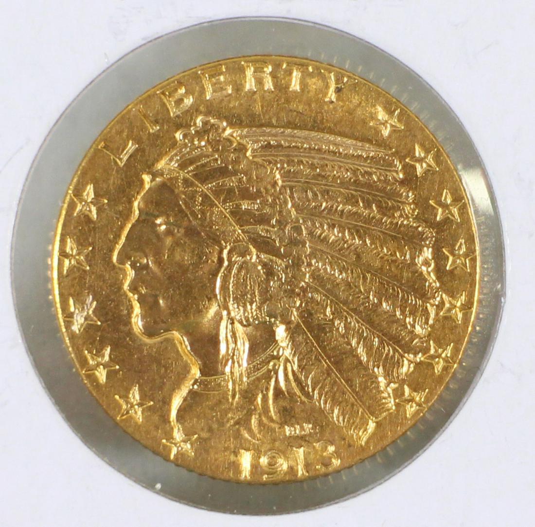 1913 HALF EAGLE $5 GOLD COIN (1 of 2)