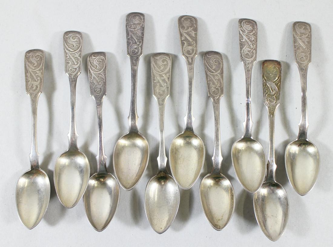 (10) RUSSIAN SILVER SPOONS CIRCA 1856 MOSCOW (1 of 3)