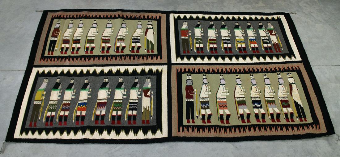 NAVAJO INDIAN YEI BE CHEI PICTORIAL RUG 92" X 52" (1 of 4)