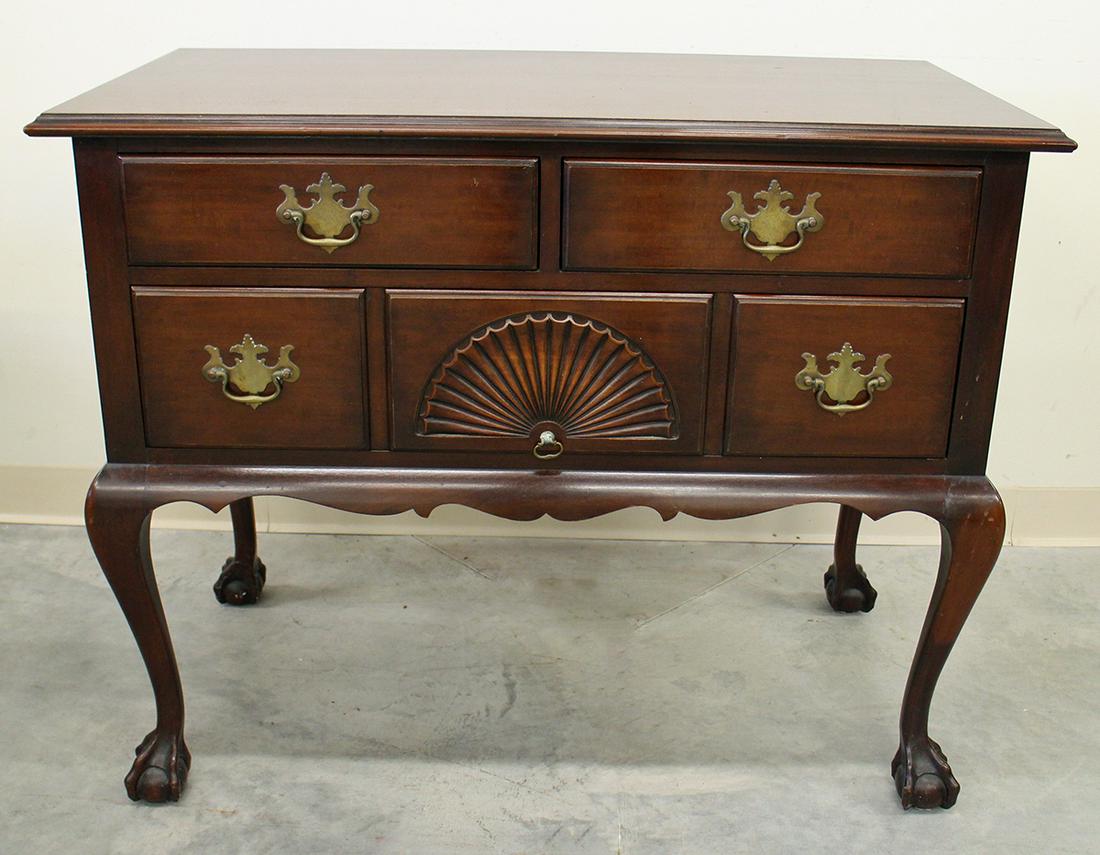 CHIPPENDALE STYLE CHEST: Chippendale style chest with drawers. Measures 39" x 20" wide 31.75" tall.