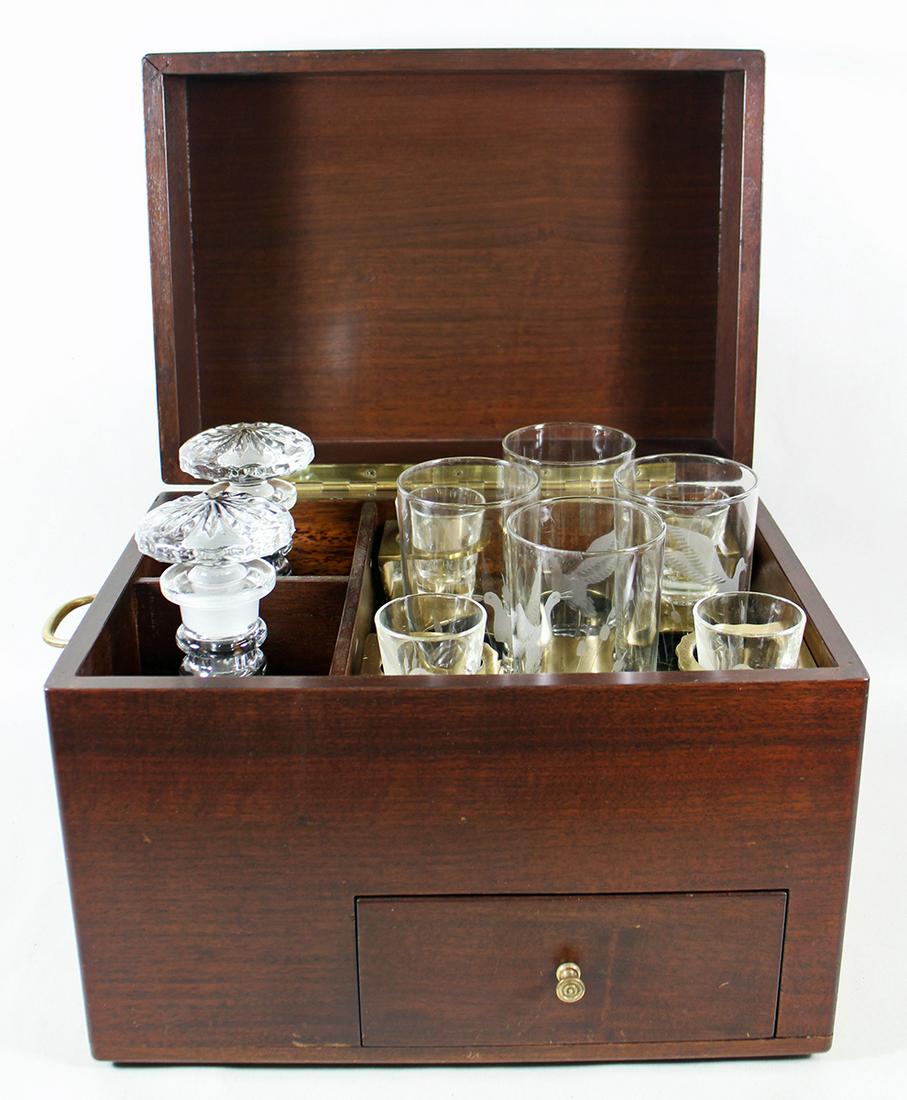 DUCK LIQUOR DECANTER TANTALUS SET (1 of 4)