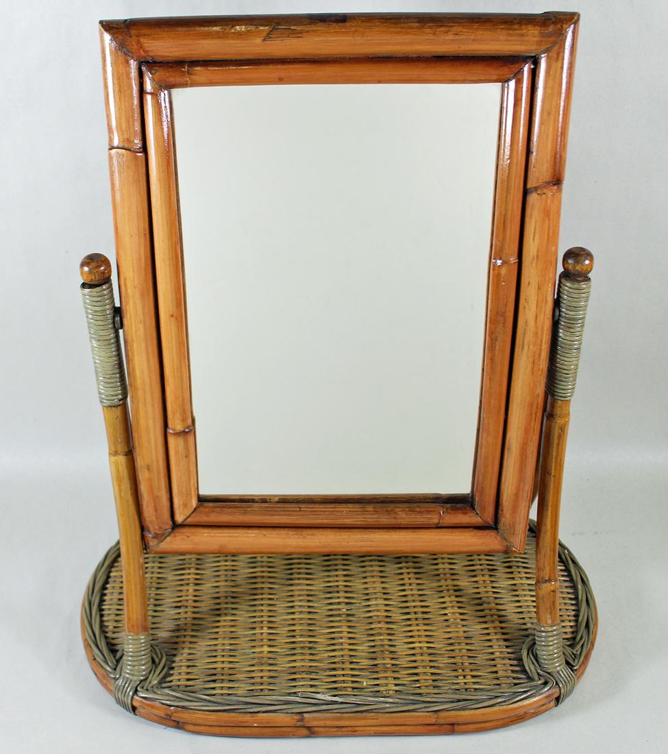 VINTAGE BAMBOO DRESSER MIRROR (1 of 2)