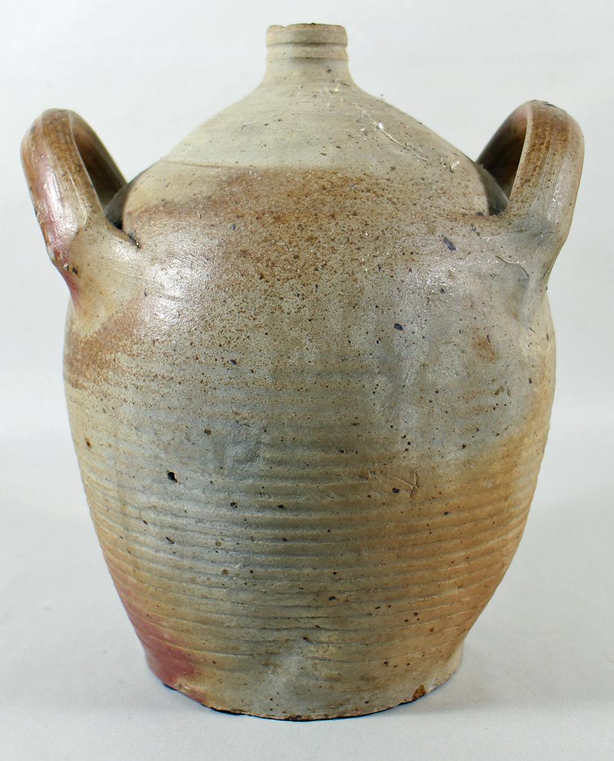 ANTIQUE STONEWARE DOUBLE HANDLE VESSEL (1 of 2)