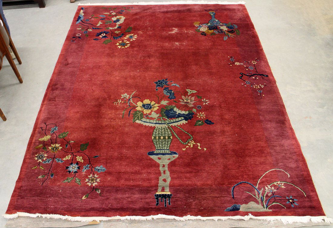LARGE RED FLORAL RUG - 11' 6" x 8' 11" (1 of 5)