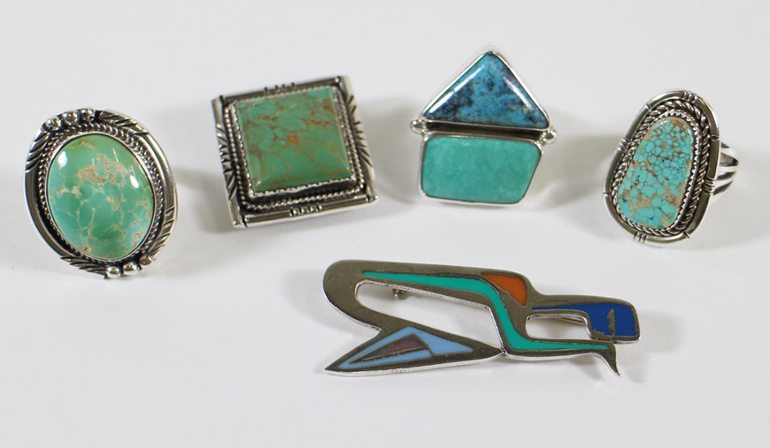 VINTAGE STERLING NATIVE AMERICAN TURQUOISE JEWELRY (1 of 3)