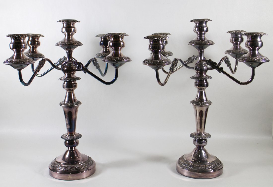 (2) LARGE SILVERPLATE CANDELABRAS (1 of 2)