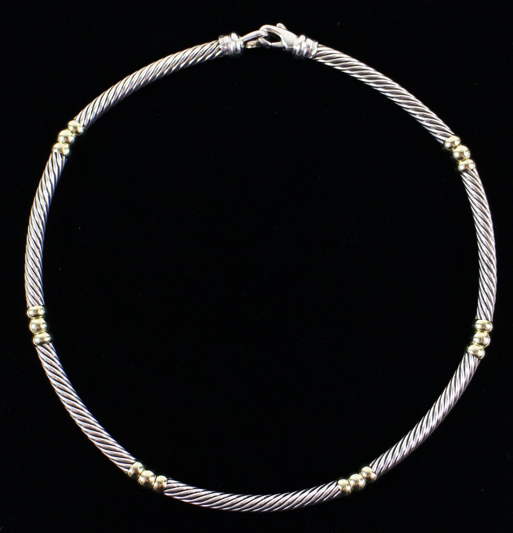 DAVID YURMAN STERLING & 14K CHOKER CABLE NECKLACE (1 of 4)