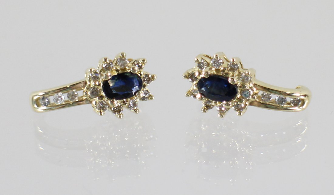 14K SAPPHIRE & DIAMOND EARRINGS (1 of 3)