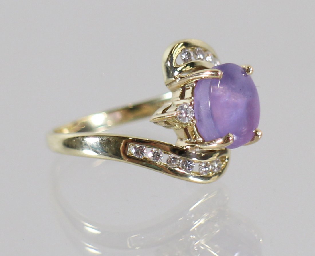 14K LAVENDER JADE & DIAMOND RING (1 of 3)