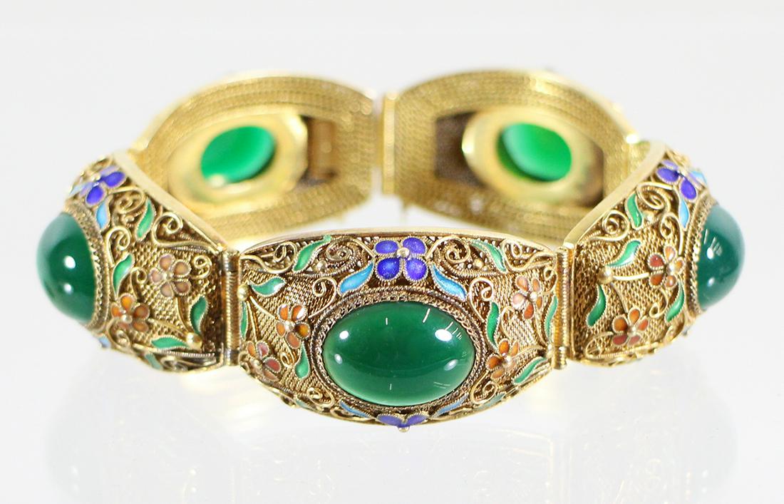 CHINESE ENAMEL & SILVER BRACELET (1 of 4)