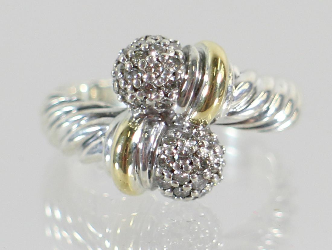 DAVID YURMAN STERLING & 18K DIAMOND CABLE RING (1 of 5)