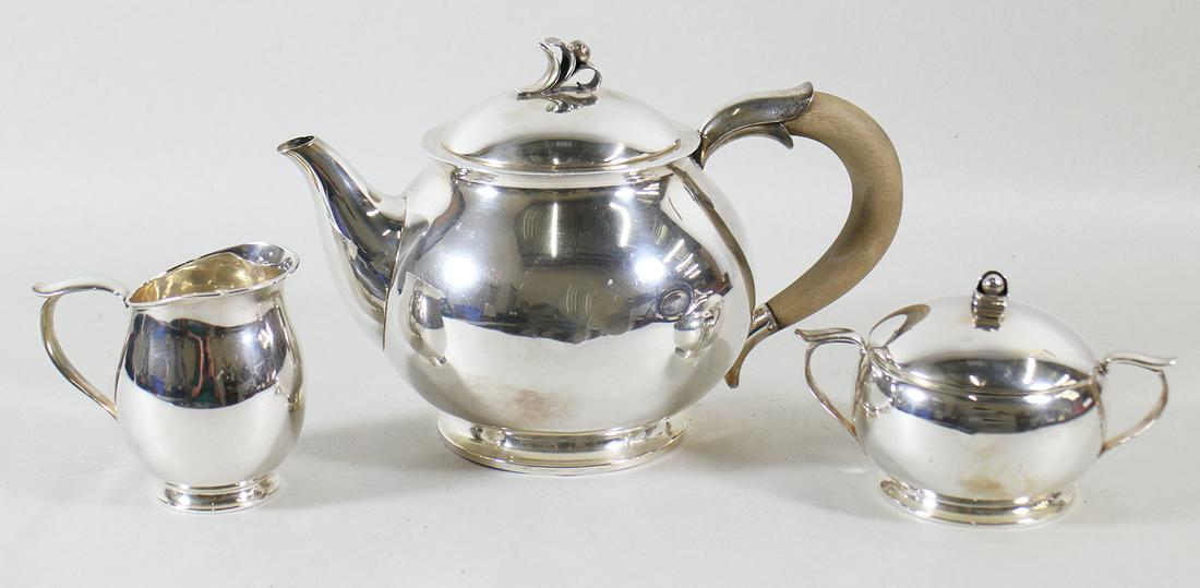 BRATLAND DANISH MID CENTURY STERLING TEA SET (1 of 4)