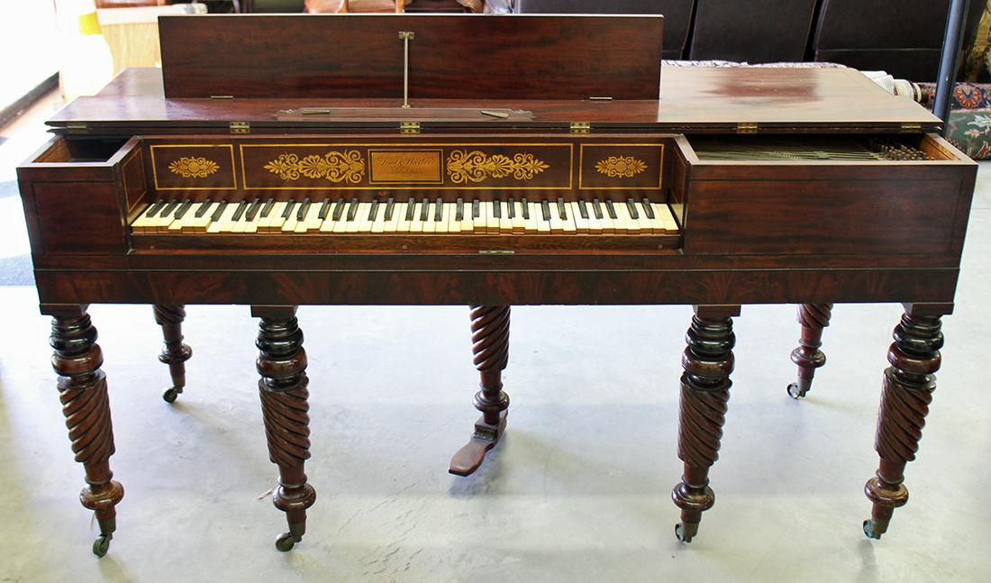 19TH CENTURY LOUD BROTHERS PIANO: Antique Federal Loud & Brothers Philadelphia piano. Needs to be serviced. Measures 67.5" x 26" wide 35.5" tall.