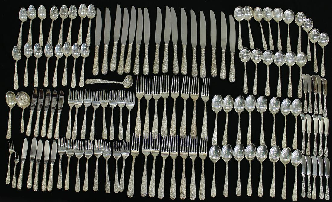 S. KIRK & SON STERLING REPOUSSE FLATWARE SET (1 of 8)