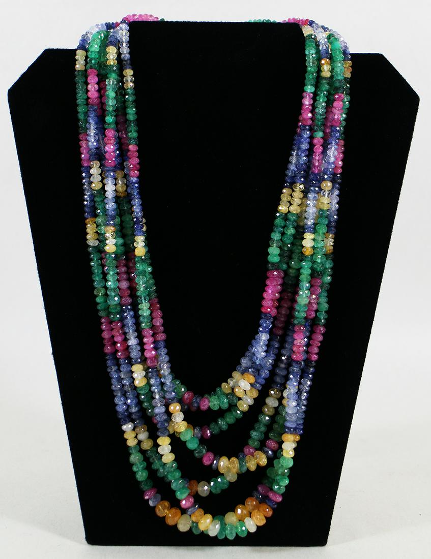 18K MULTI GEMSTONE BEADED NECKLACE (1 of 4)