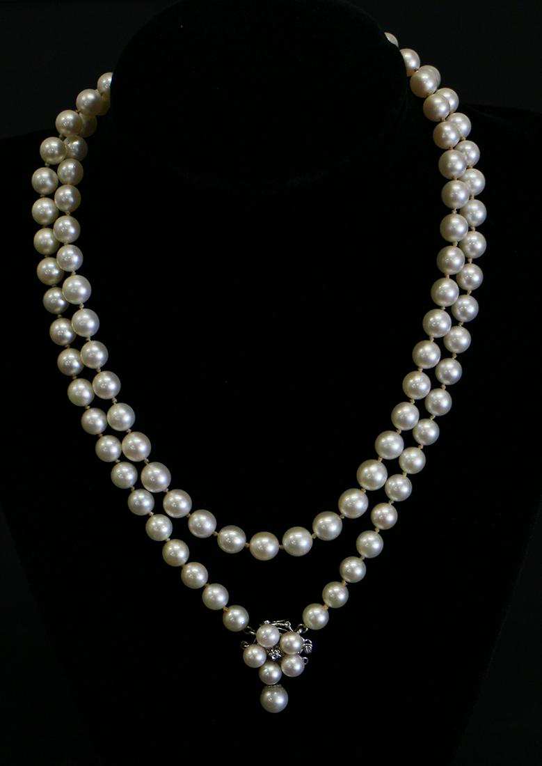 14K PEARL & DIAMOND NECKLACE (1 of 5)