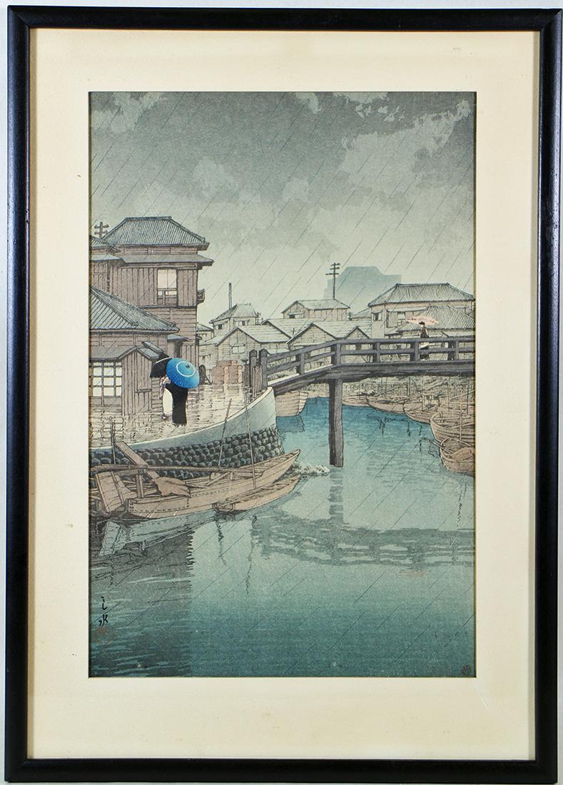 HASUI KAWASE WOODBLOCK PRINT VILLAGE SCENE (1 of 2)