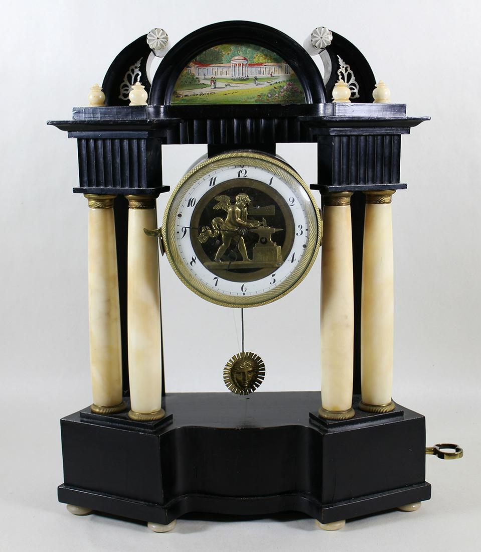 BIEDERMEIER MUSICAL PORTICO MANTLE CLOCK (1 of 5)