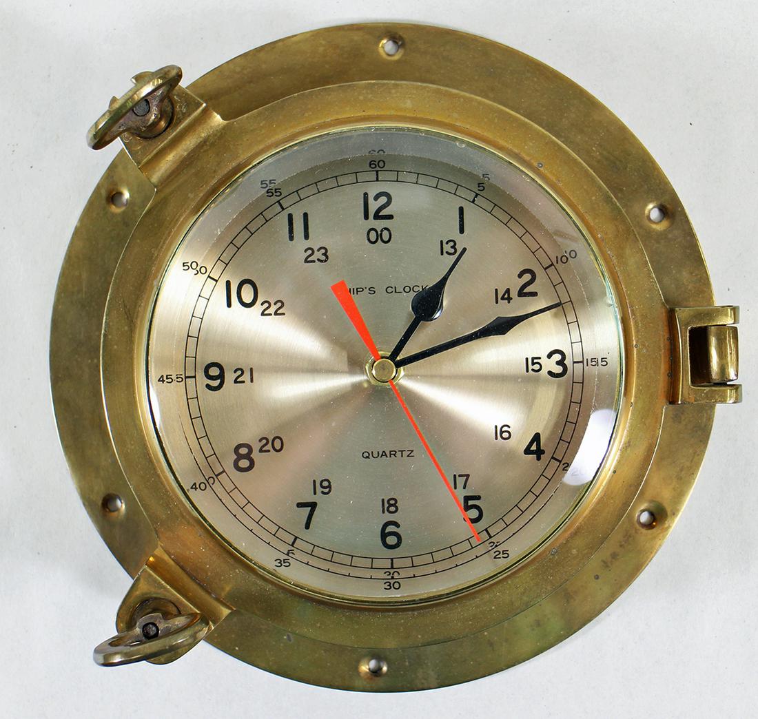 BRASS SHIP'S CLOCK (1 of 2)