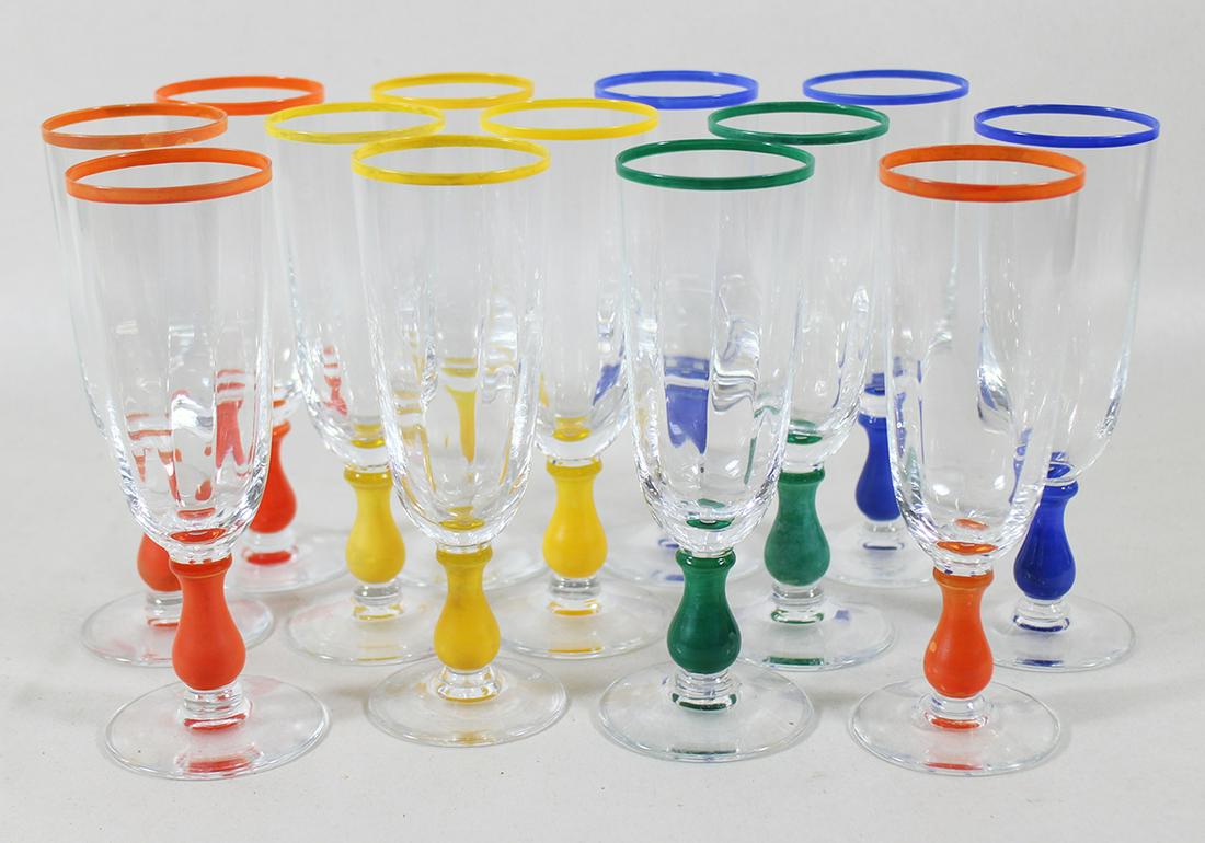 (13) VINTAGE MULTI COLORED CHAMPAGNE GLASSES (1 of 2)