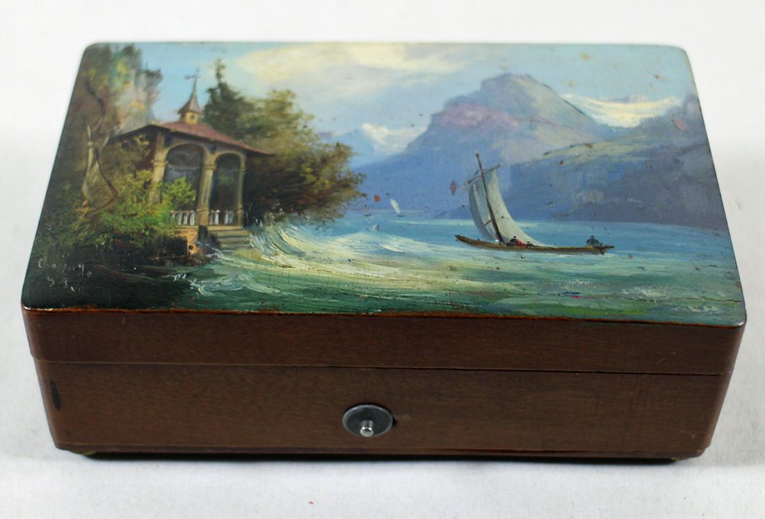 HAND PAINTED SAILBOAT CYLINDER MUSIC BOX (1 of 5)