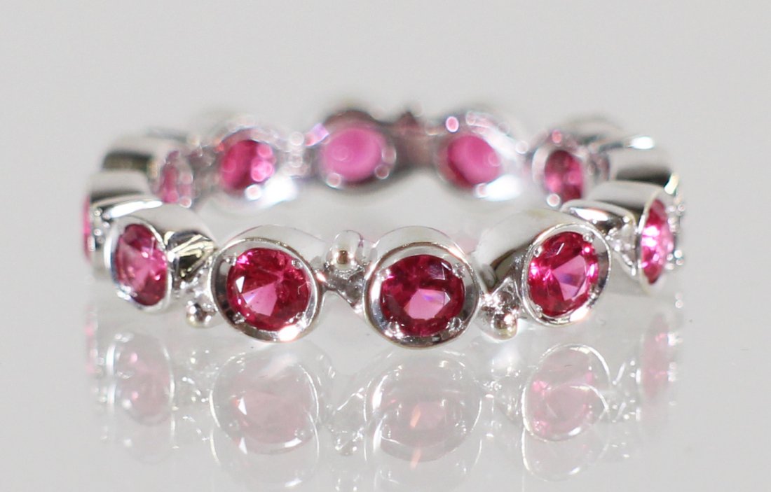 14K WHITE GOLD PINK SAPPHIRE ETERNITY RING (1 of 2)