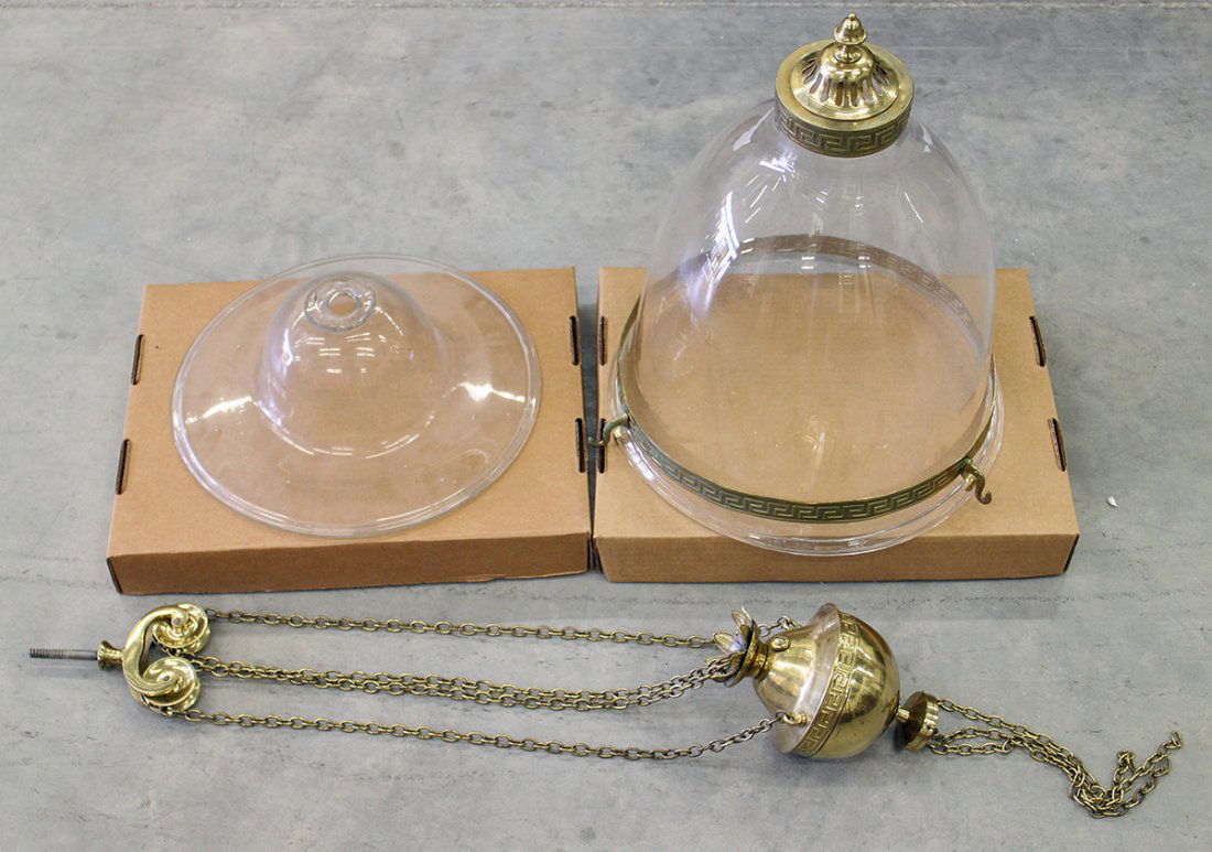 19TH CENTURY BELL JAR HANGING LANTERN WITH PULLEY (1 of 7)