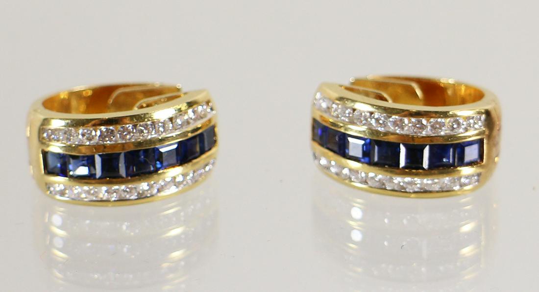 18K DIAMOND & SAPPHIRE EARRINGS (1 of 4)