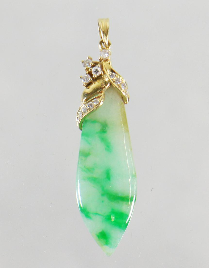 18K GIA CERT. JADE & DIAMOND PENDANT (1 of 4)
