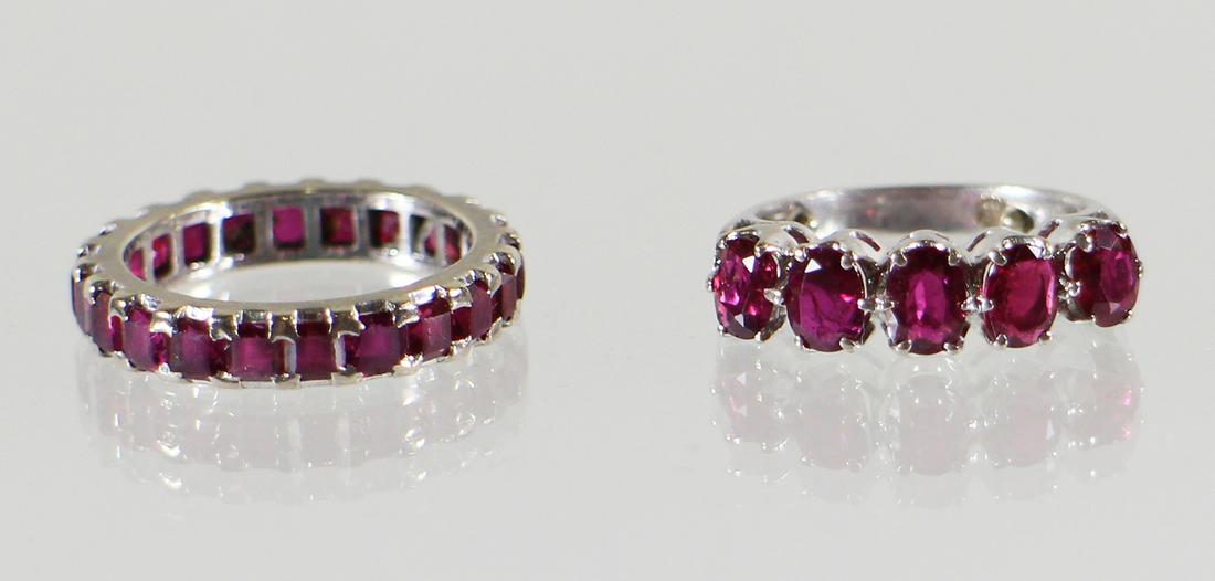 (2) 14K WHITE GOLD RUBY RINGS (1 of 2)