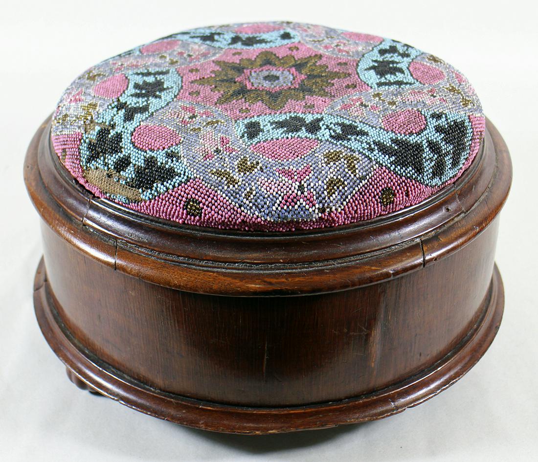 ENGLISH VICTORIAN BEADED FOOTSTOOL (1 of 3)