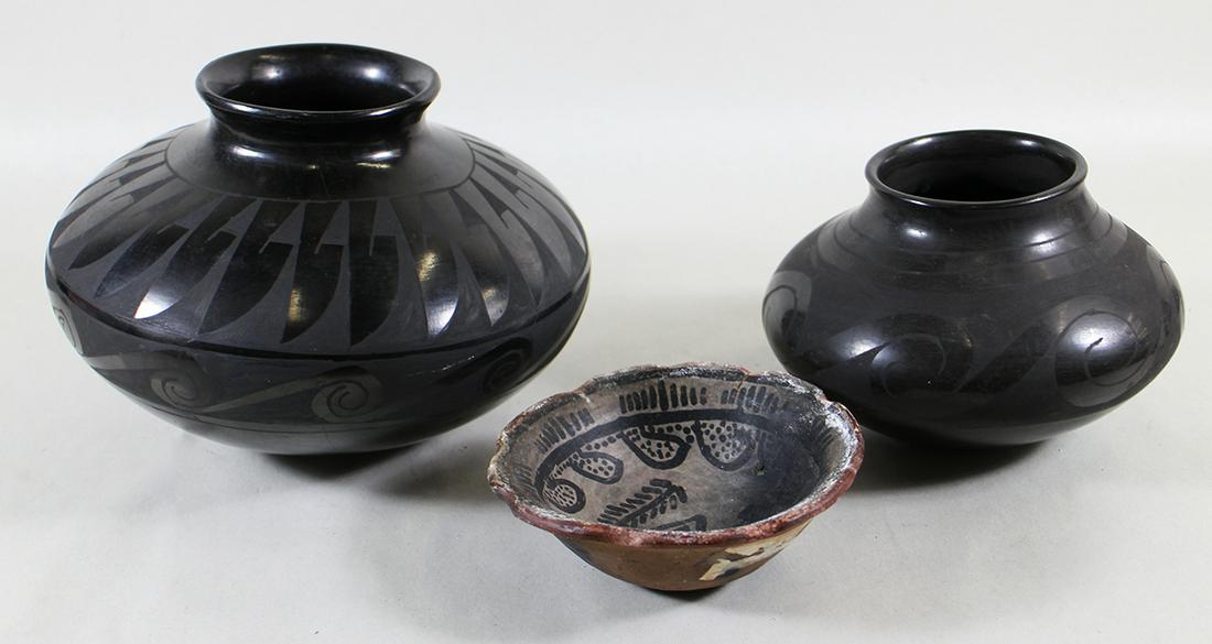 (3) NATIVE AMERICAN POTTERY VASES & BOWL (1 of 2)
