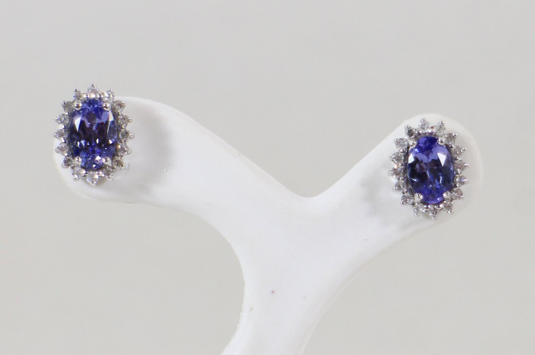 14K TANZANITE & DIAMOND EARRINGS (1 of 3)